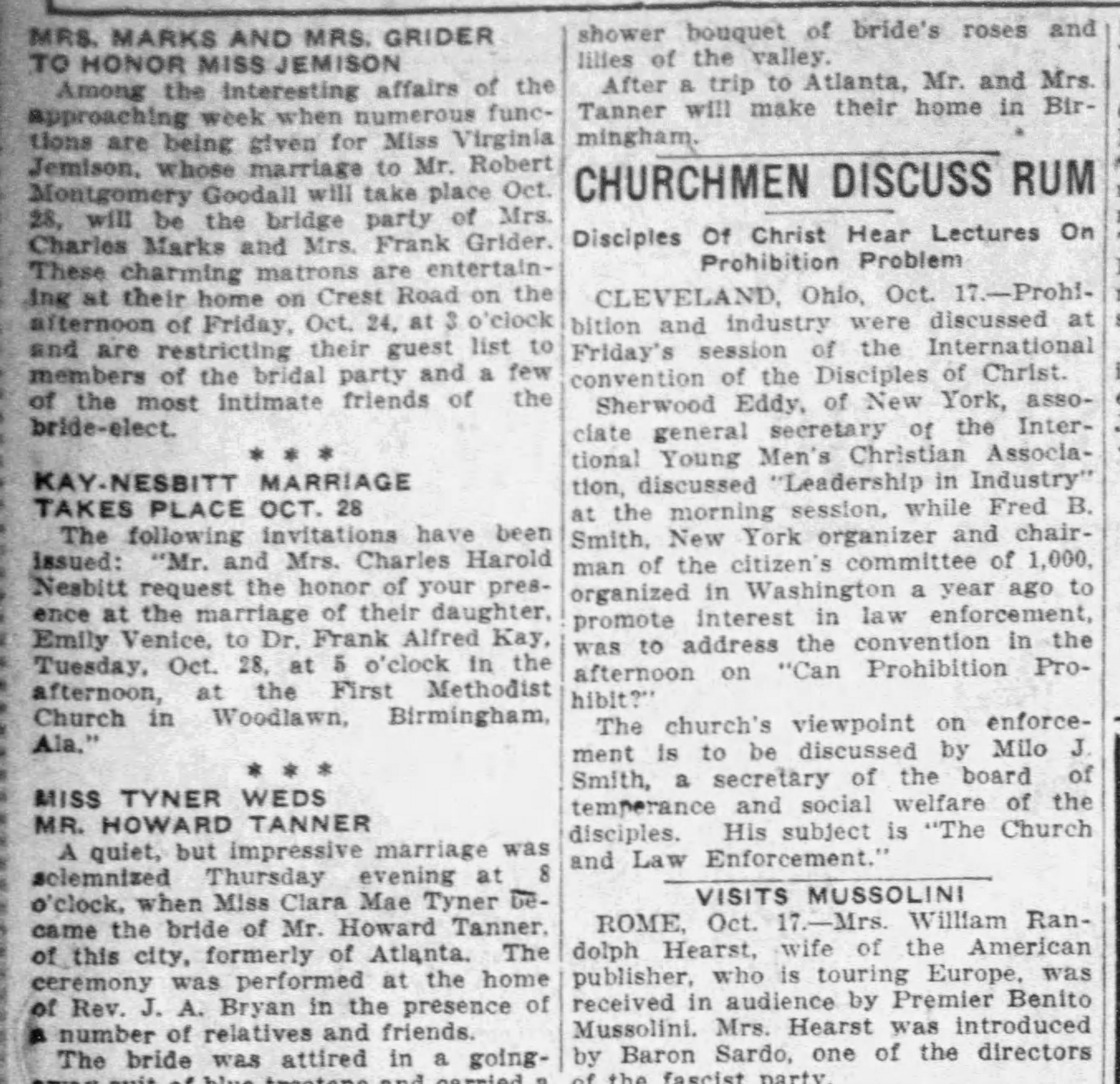 Miss Tyner Weds Mr. Howard Tanner